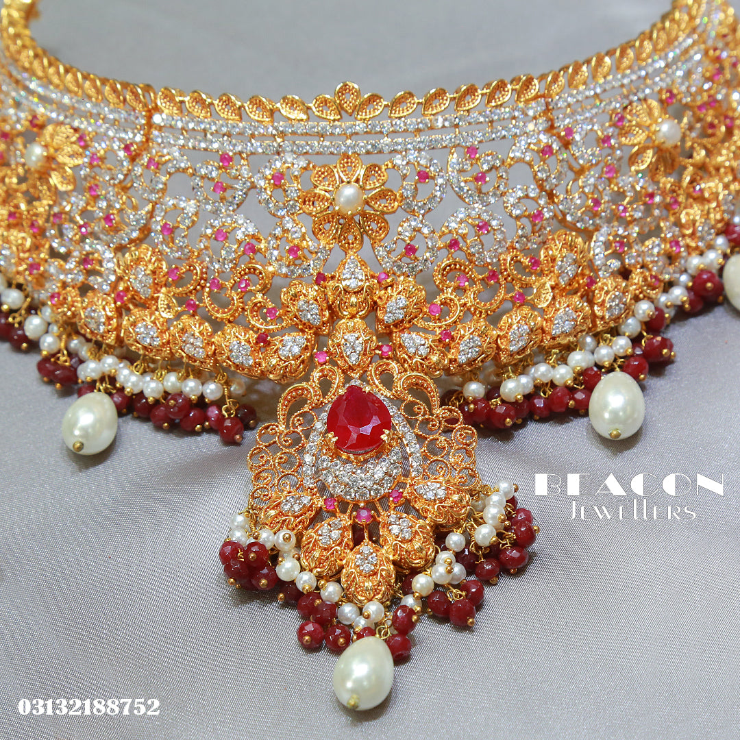 Choker Set With Mala Tika and Earrings