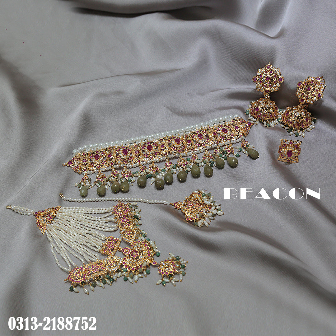 Choker Ring Bindi Jhoomer and Earrings 01