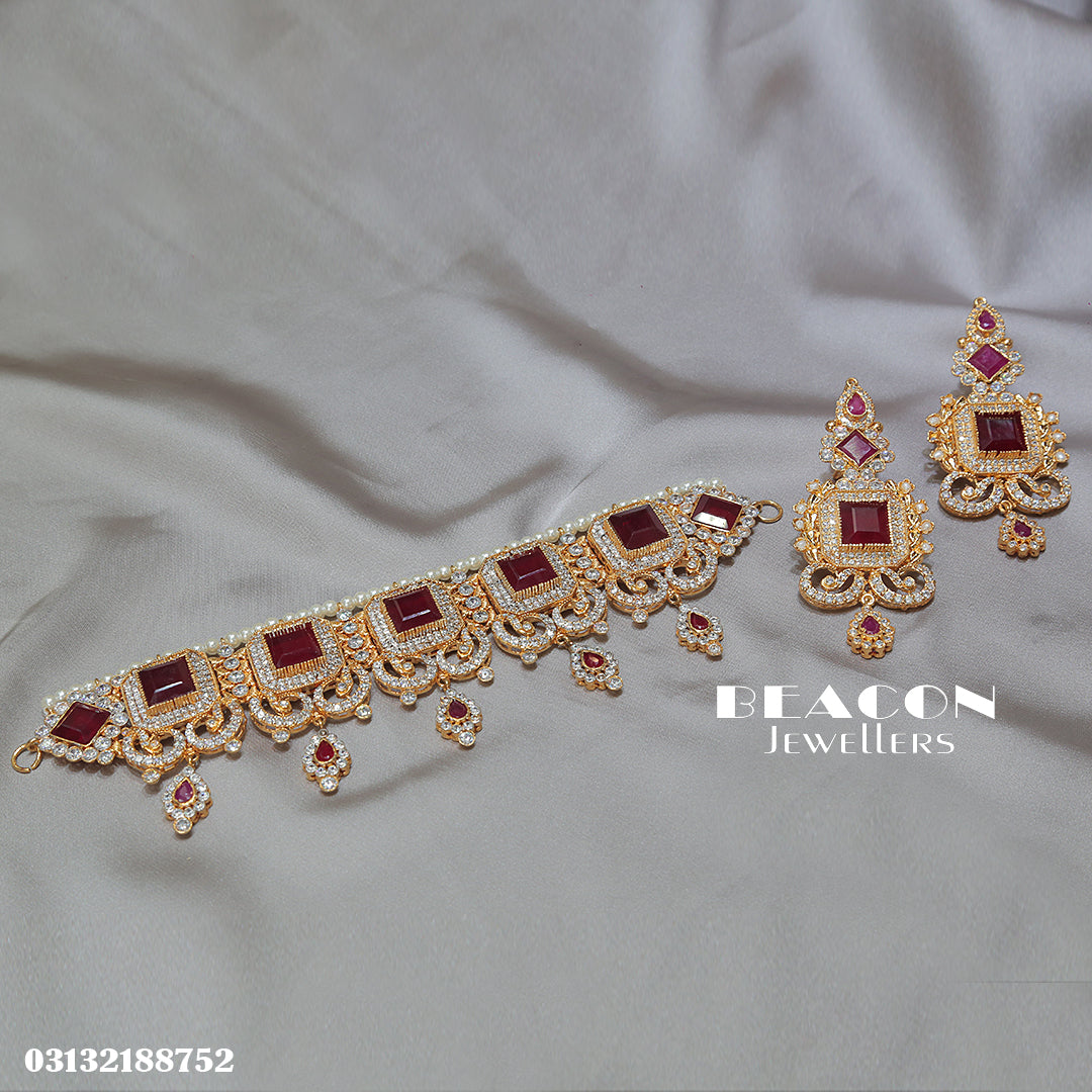 Choker Set With Mala Earrings Jhomar