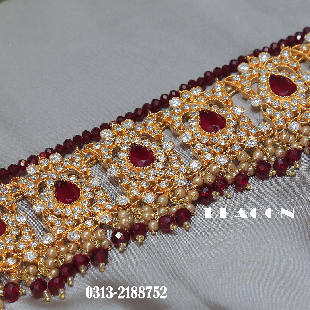 Necklace Set Choker Maala Tika Jhoomer Saharay and Earrings