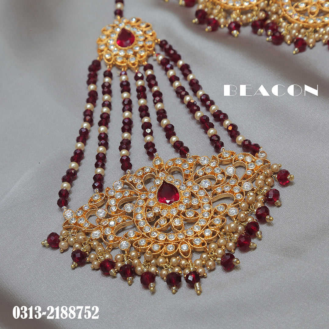 Necklace Set Choker Maala Tika Jhoomer Saharay and Earrings
