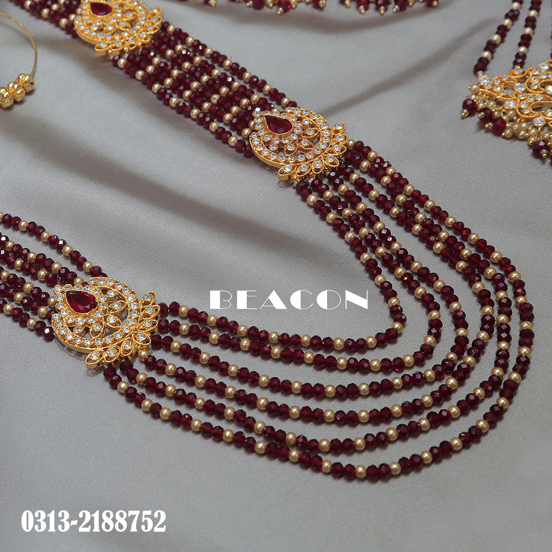 Necklace Set Choker Maala Tika Jhoomer Saharay and Earrings