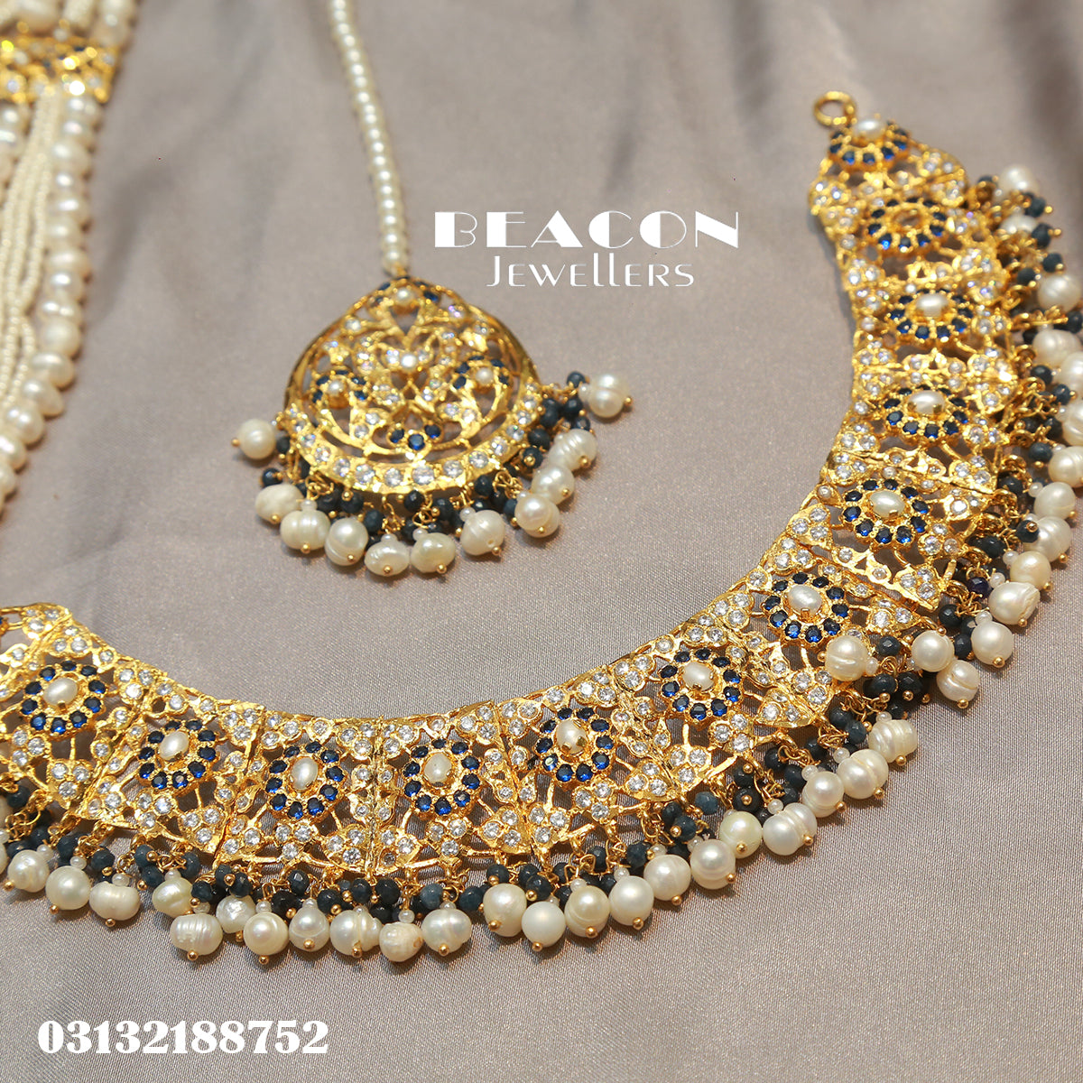 Choker Set With Mala Tika Earrings