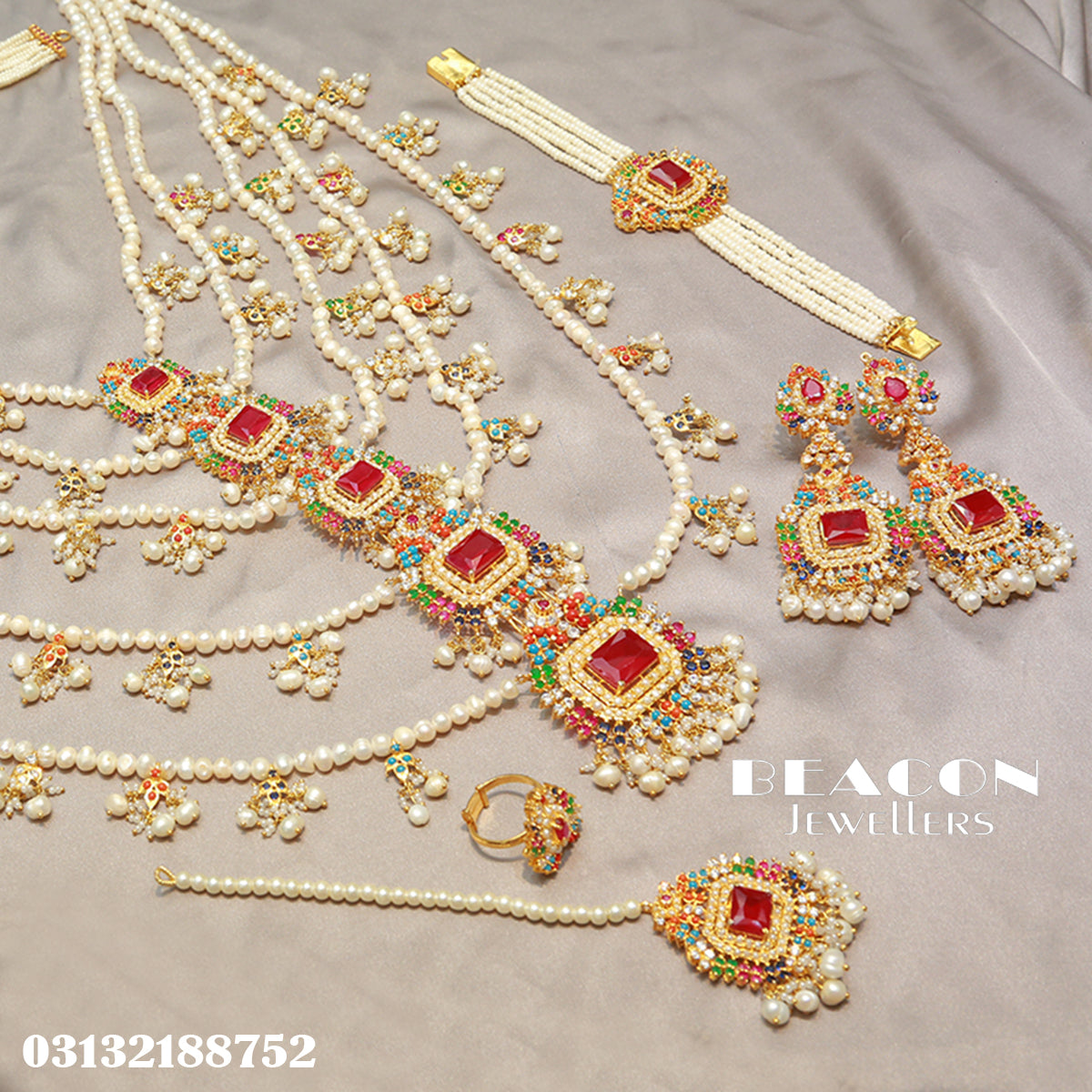 Choker Maala Ring Bindi and Earrings 04