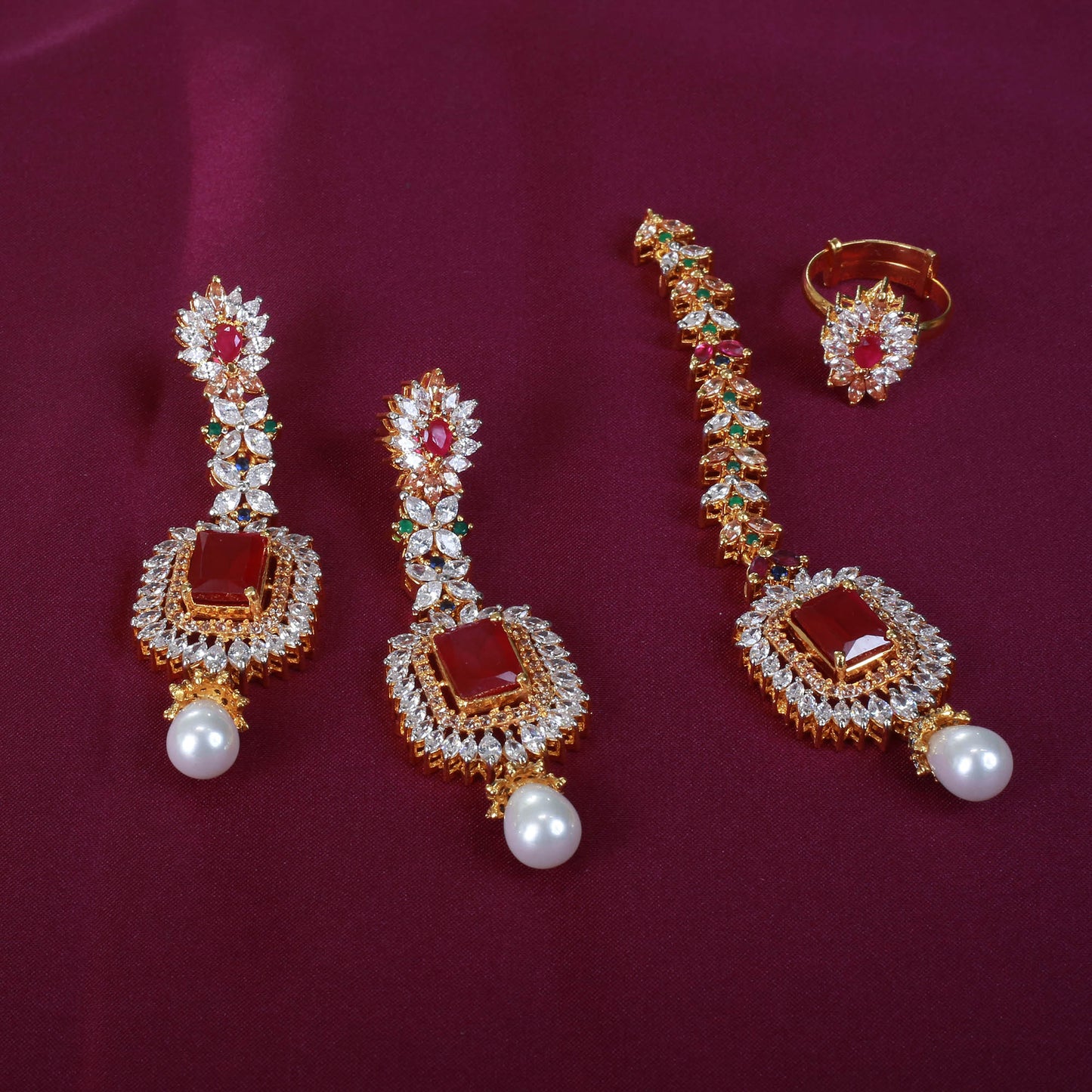 Necklace Set With Earrings and Tika, Ring