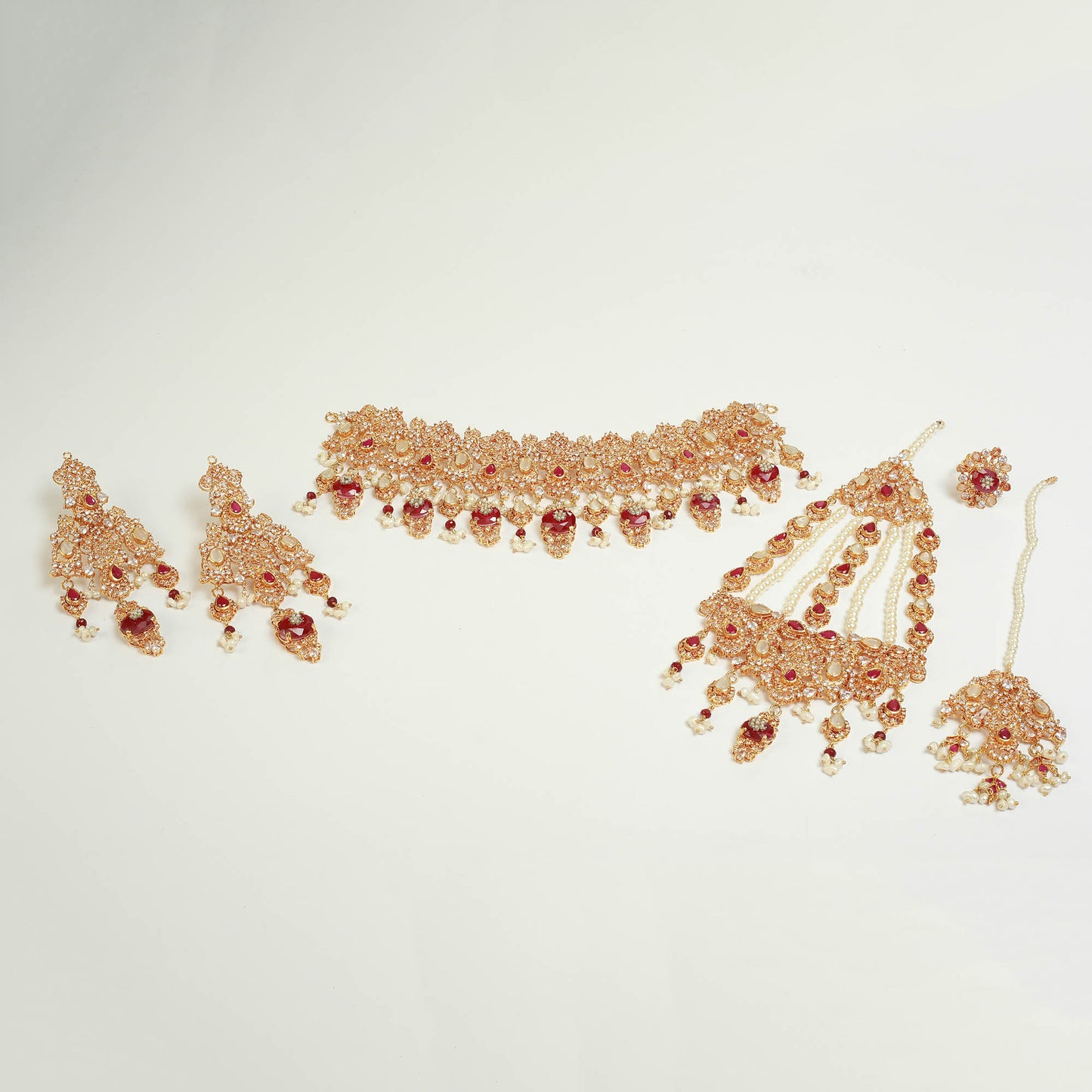 Necklace Set With Earrings,Tika ,Ring and Jhomar
