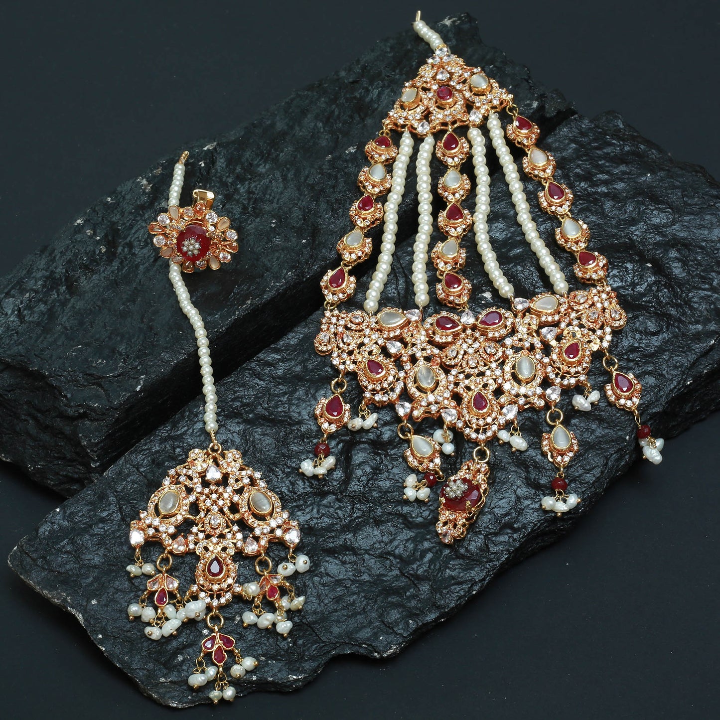 Necklace Set With Earrings,Tika ,Ring and Jhomar