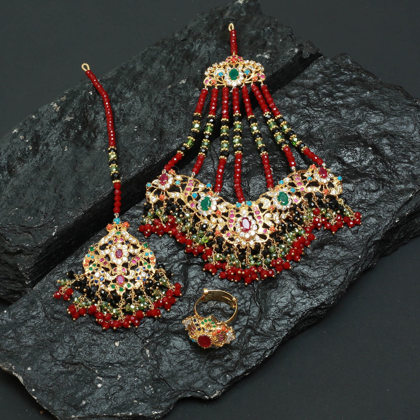 Necklace Set With Earrings, Tika ,Jhomer and Ring