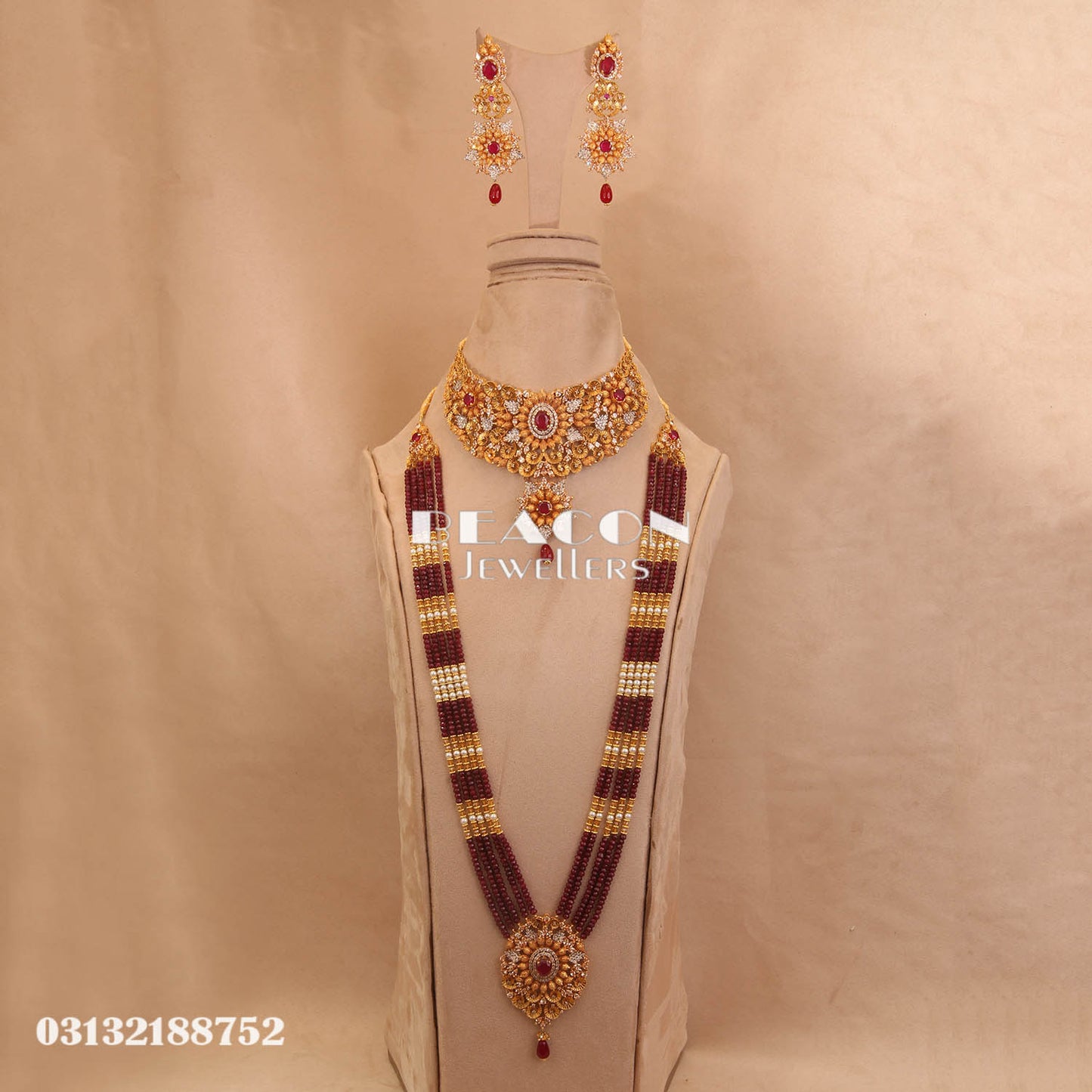 Necklace Set Earrings With Mala & Tika