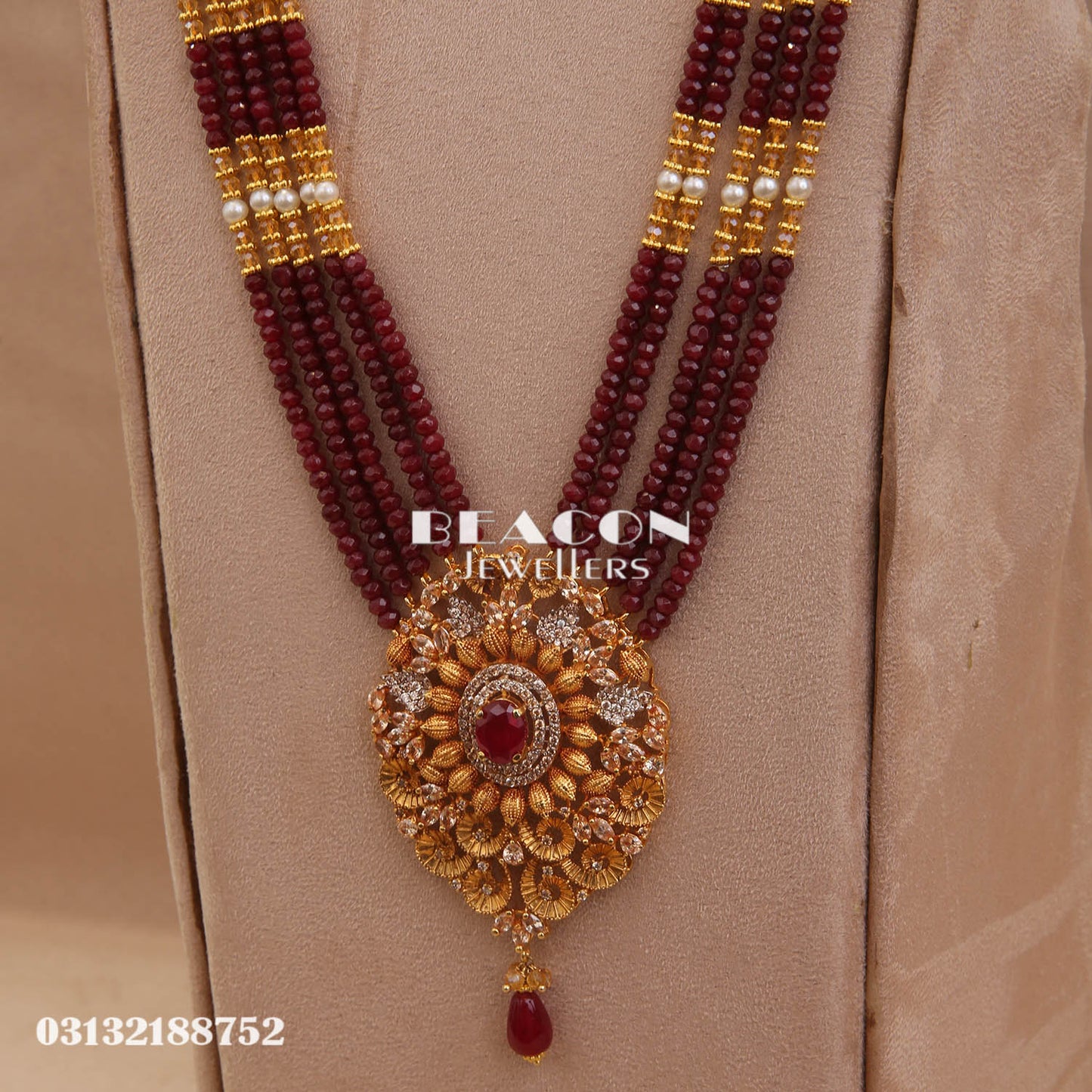 Necklace Set Earrings With Mala & Tika