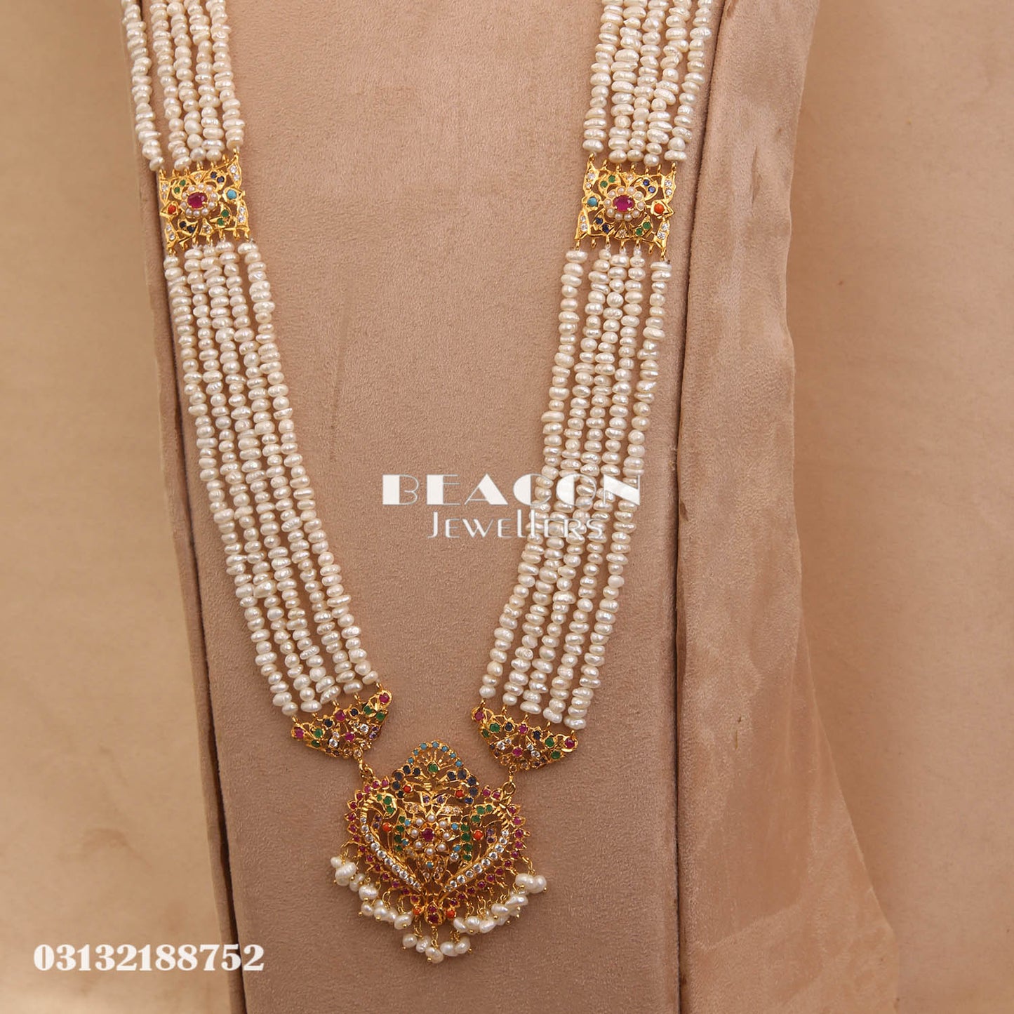 Necklace Set With Mala Tika Earrings