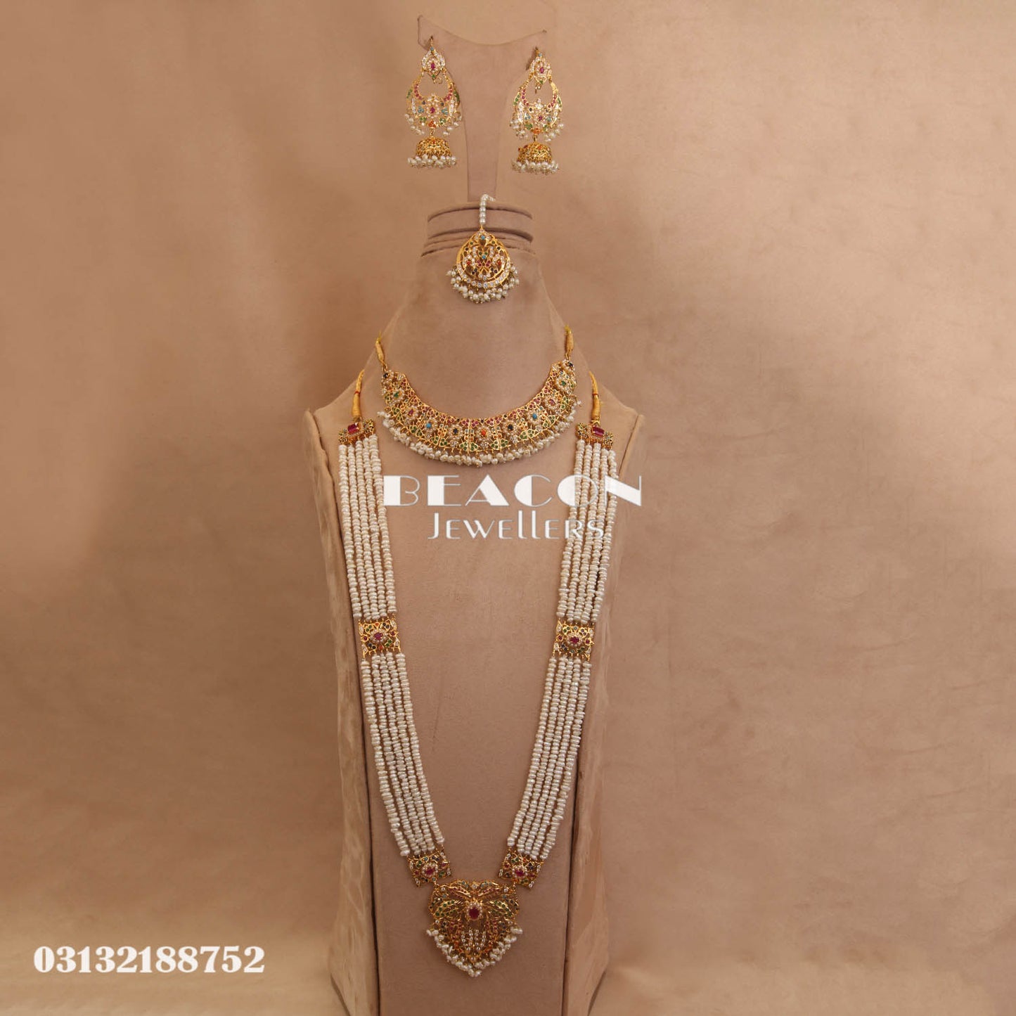 Necklace Set With Mala Tika Earrings