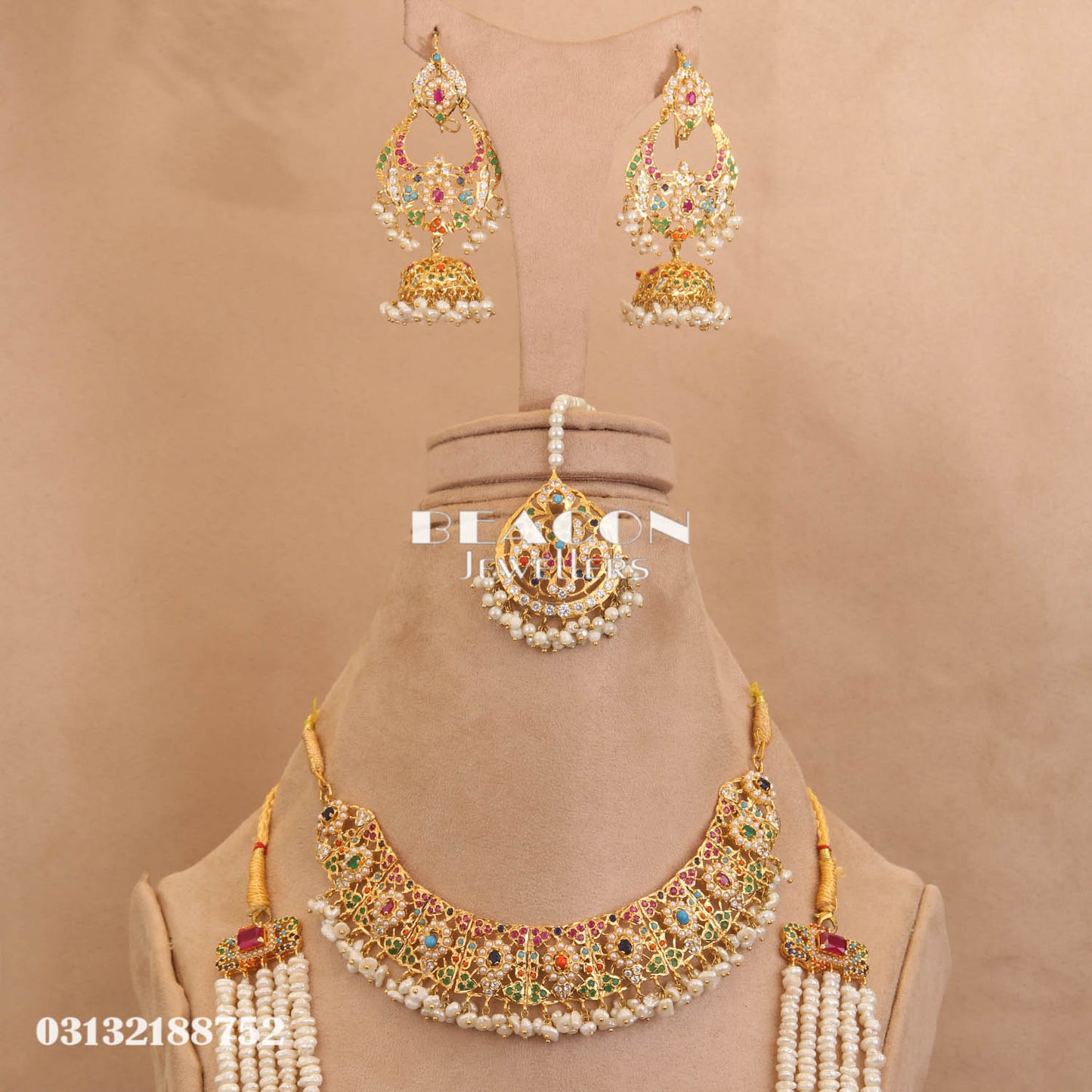 Necklace Set With Mala Tika Earrings