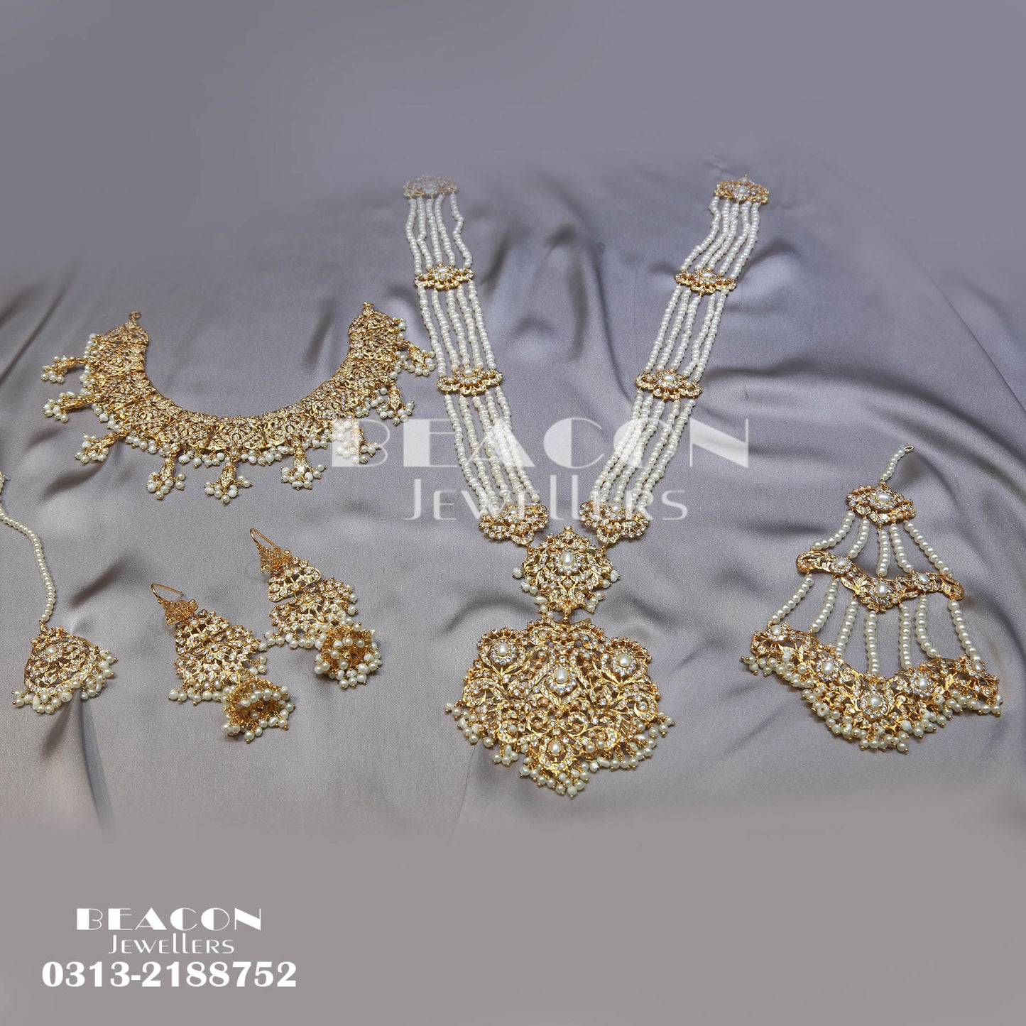 Necklace Set With Mala ,Earrings ,Tika