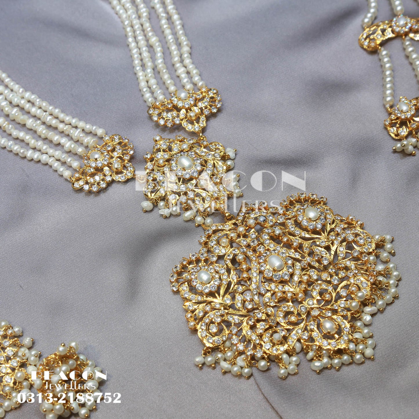 Necklace Set With Mala ,Earrings ,Tika