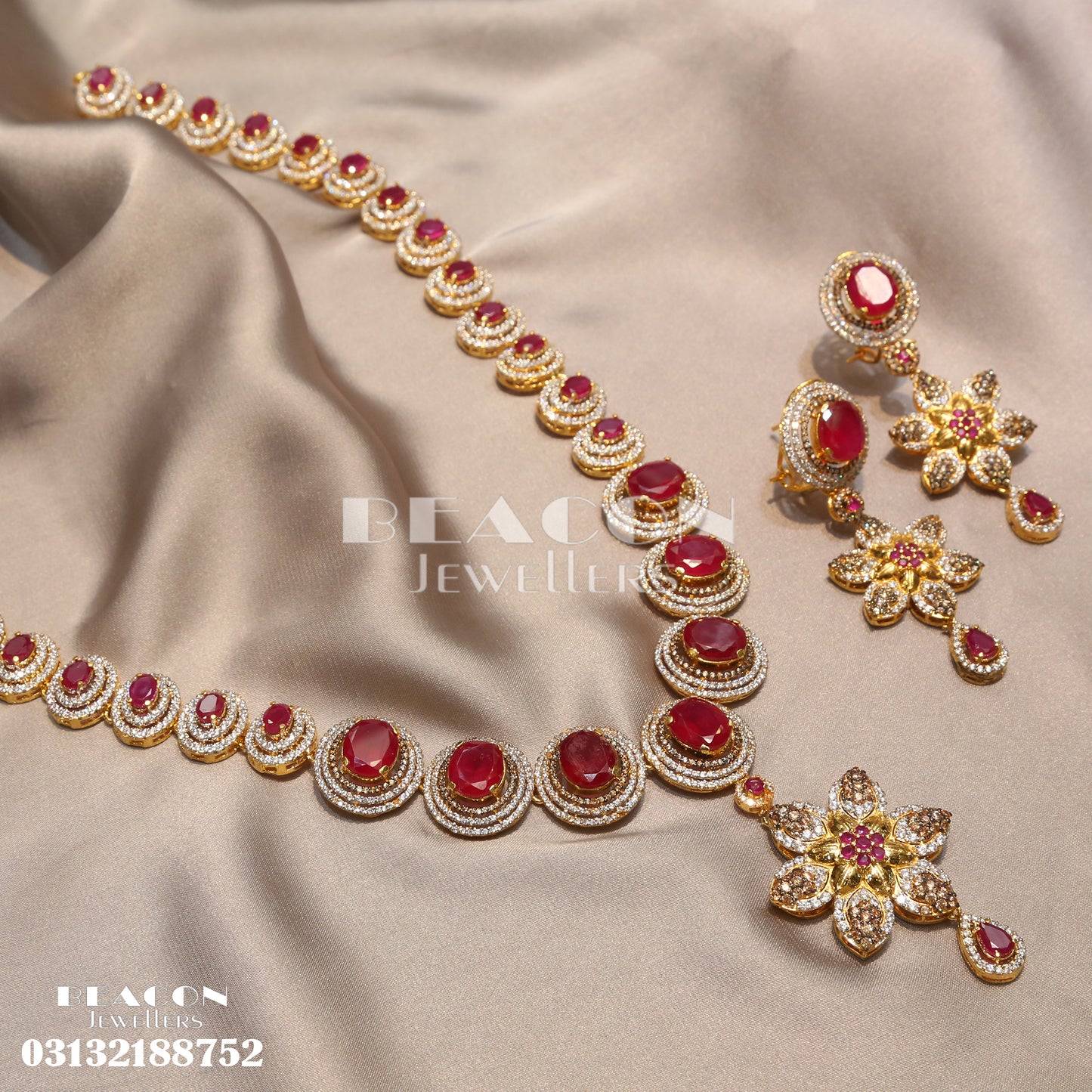 Ruby Mala With Earrings