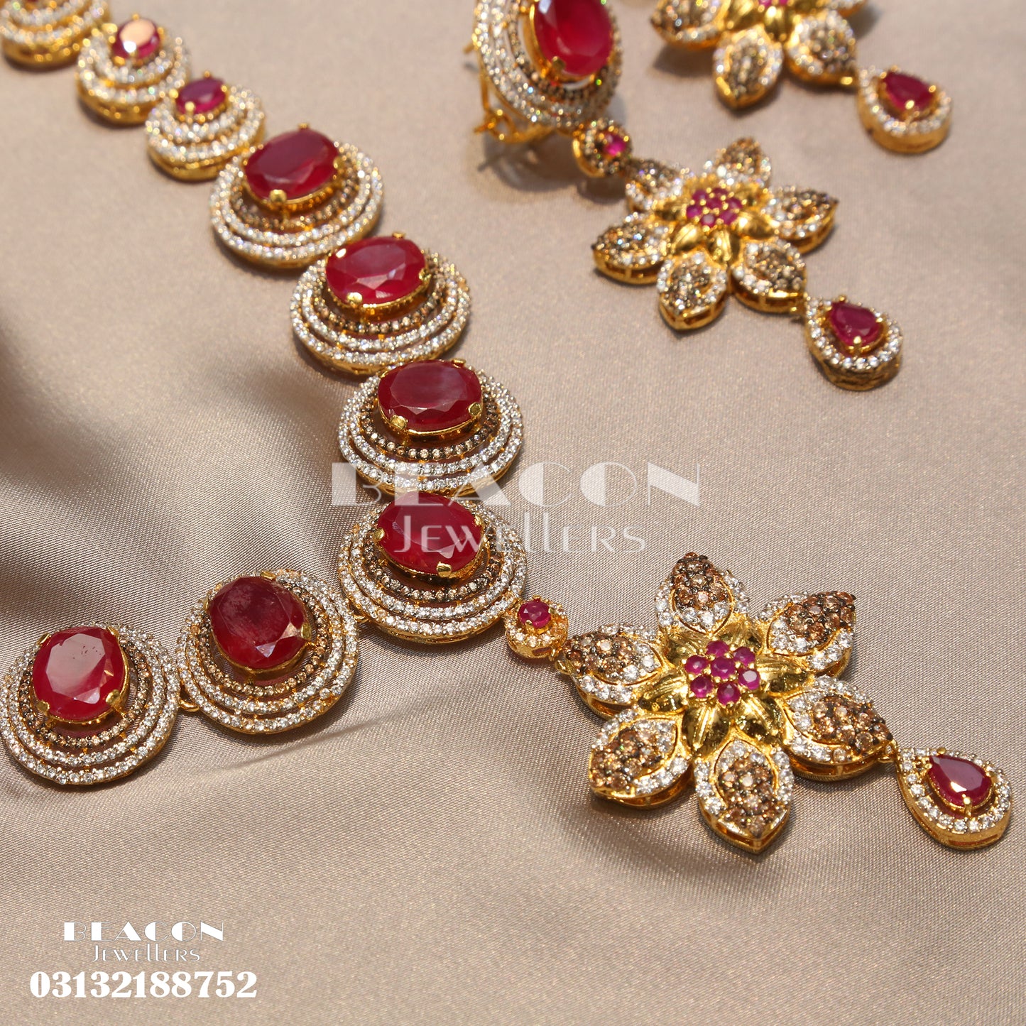Ruby Mala With Earrings