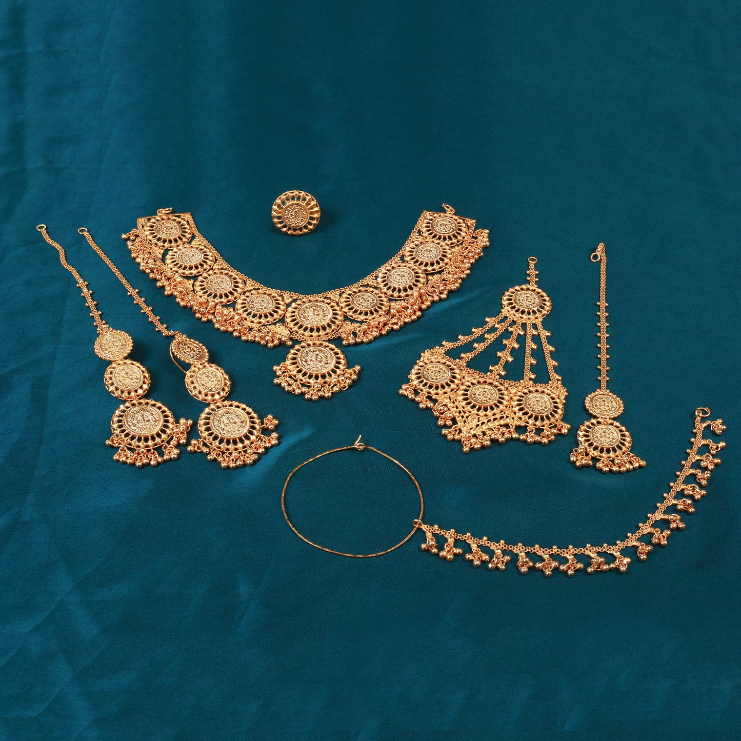 Necklace with Earrings,Tika ,Ring and Jhomar