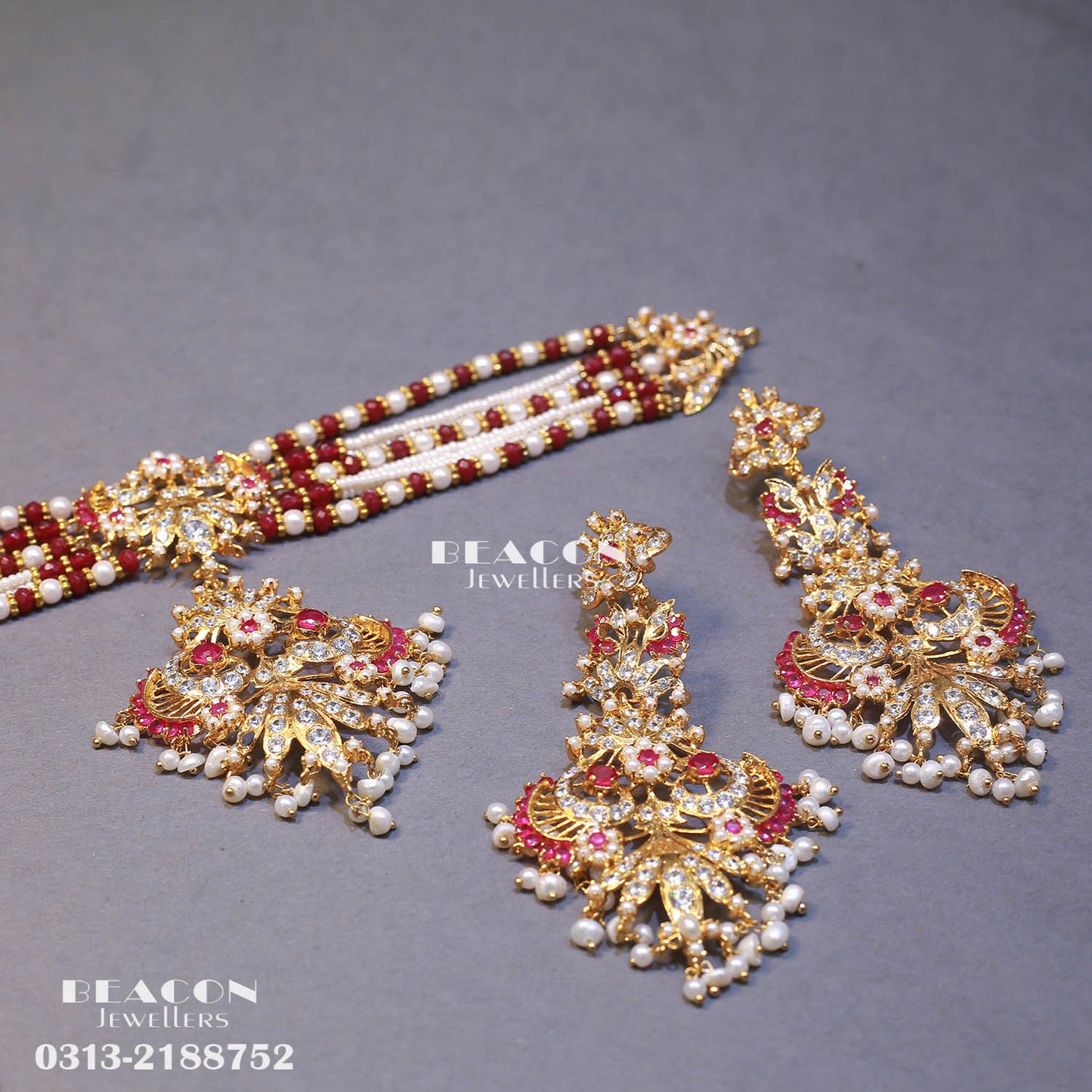 Choker Set With Mala Tika and Earrings
