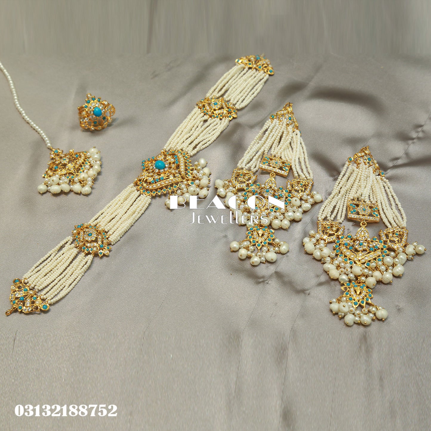 Choker Maala Ring Bindi Jhoomer and Earrings 03