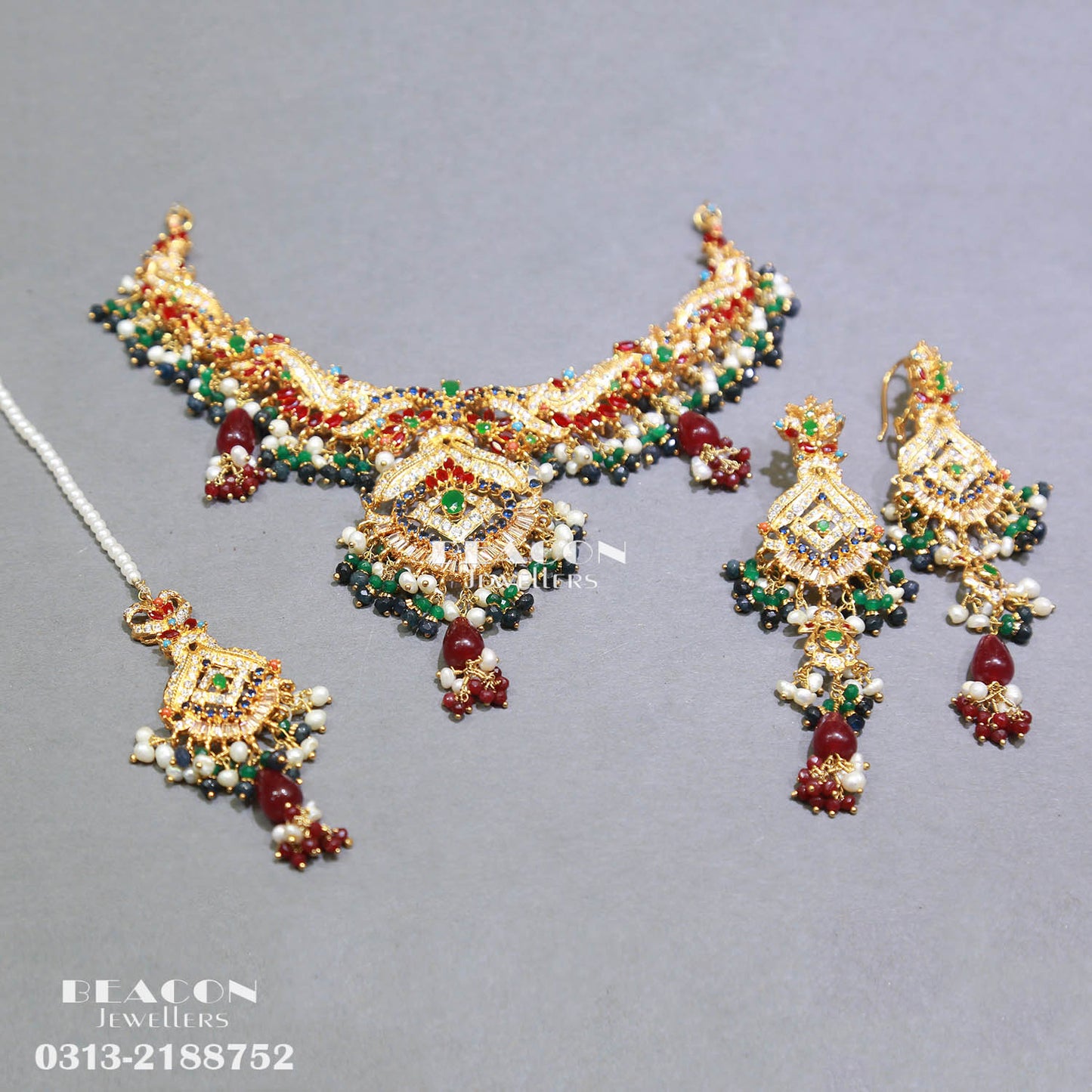 Necklace with Bindi and Earrings 45