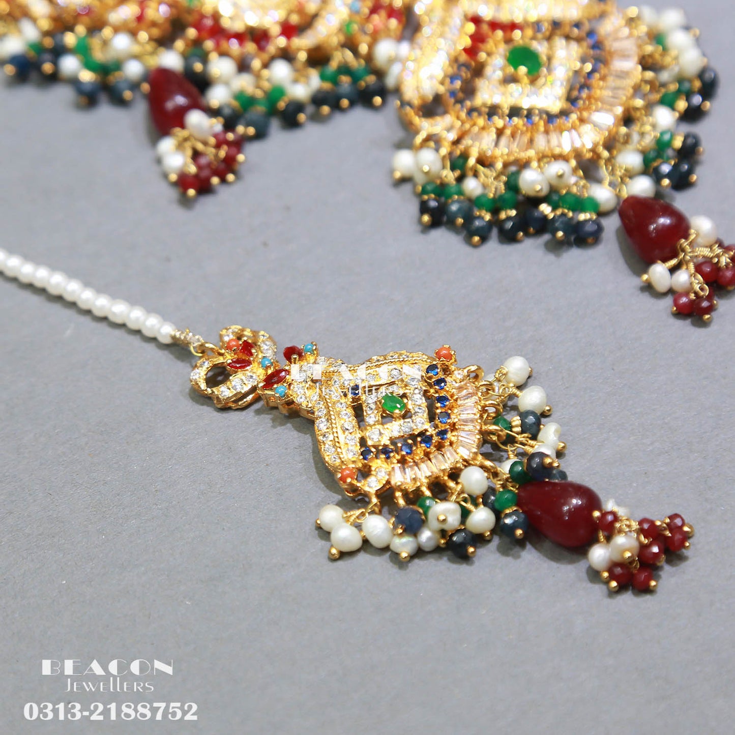 Necklace with Bindi and Earrings 45
