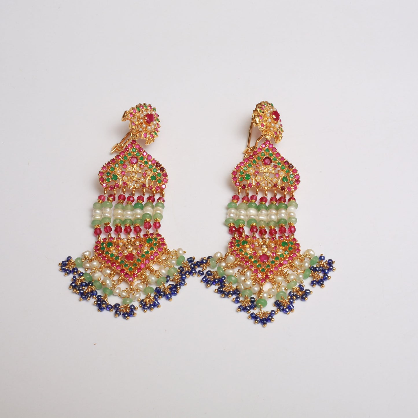 Earrings With Ruby & jades