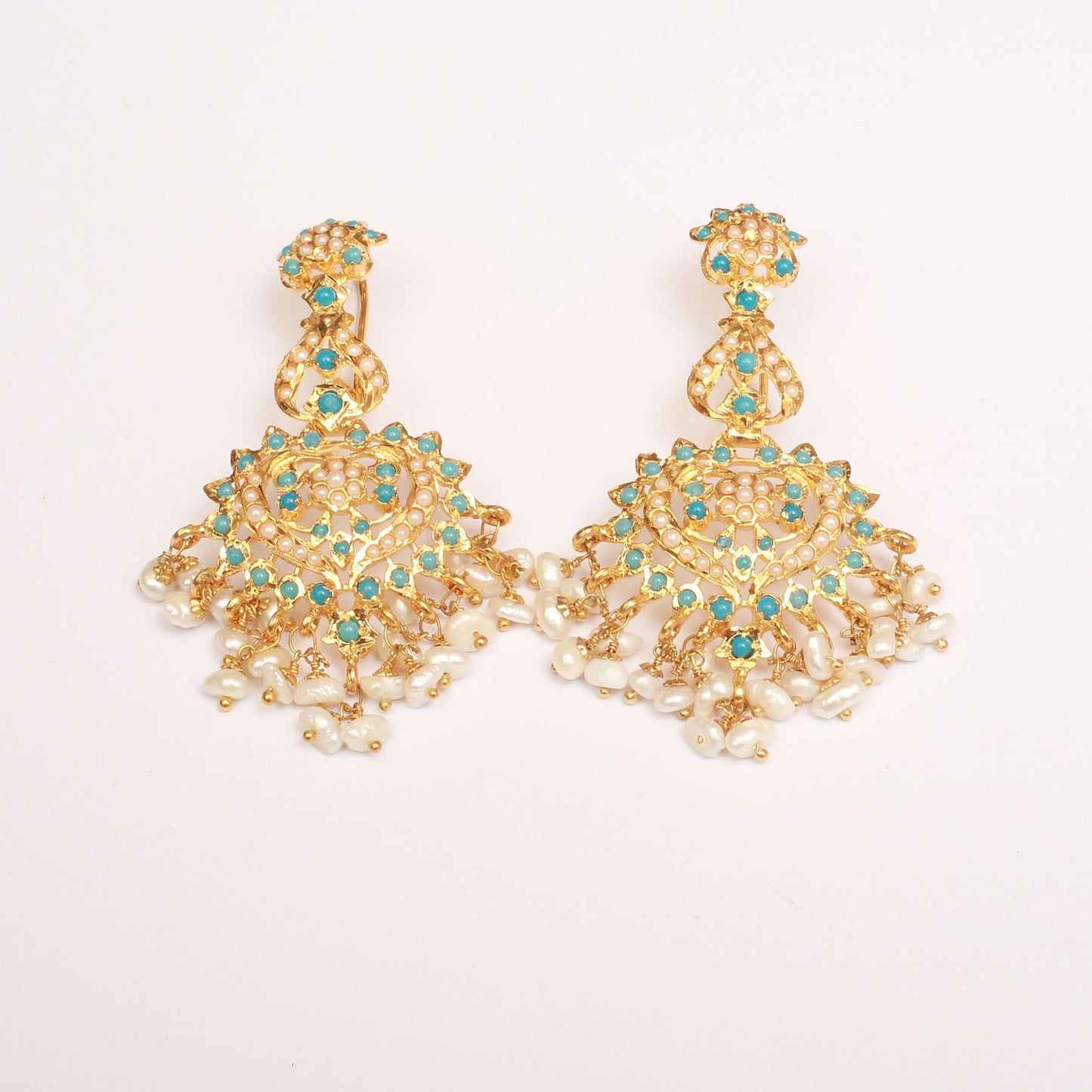 Earrings With Feroza Real Pearls