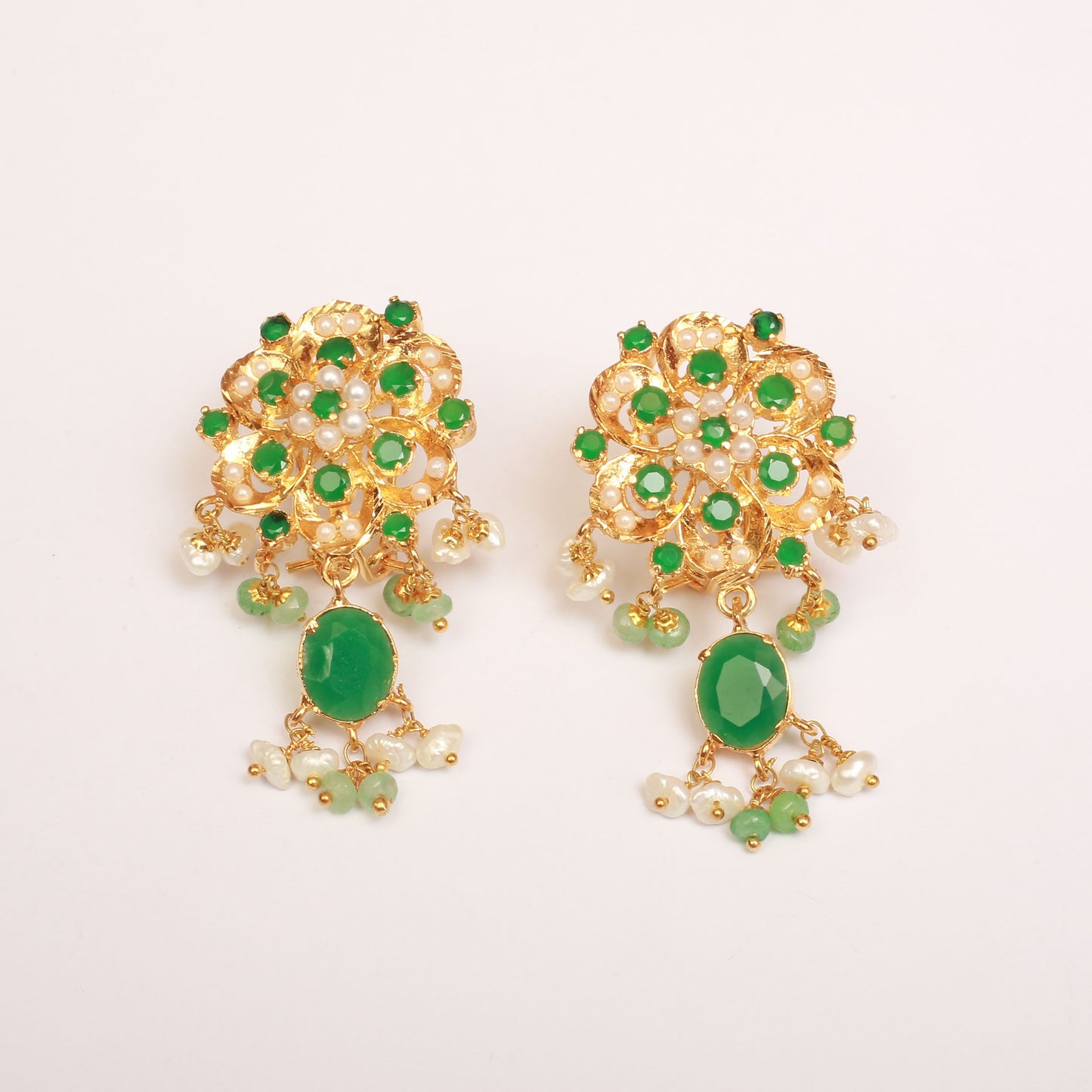 Earrings With Greens Jades