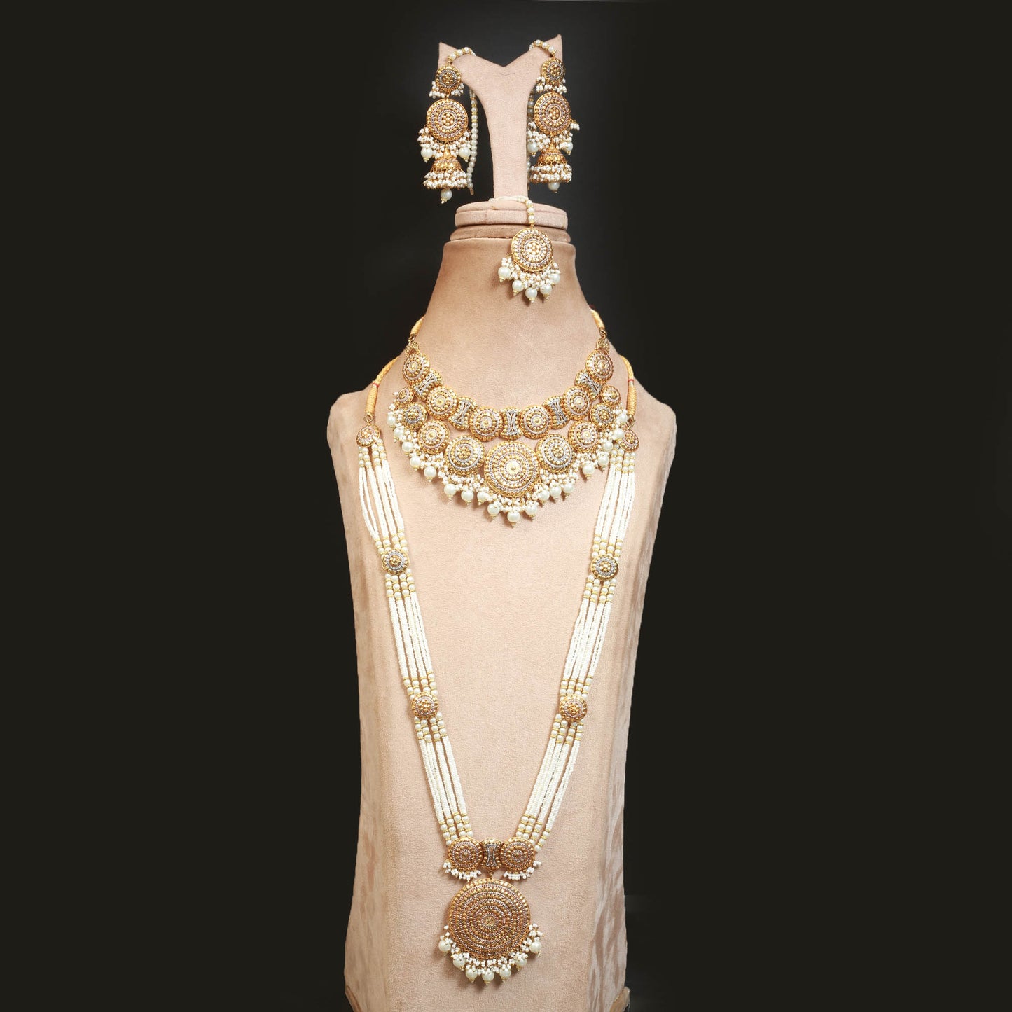 Necklace and Mala, Earrings, Jhumar, Tika