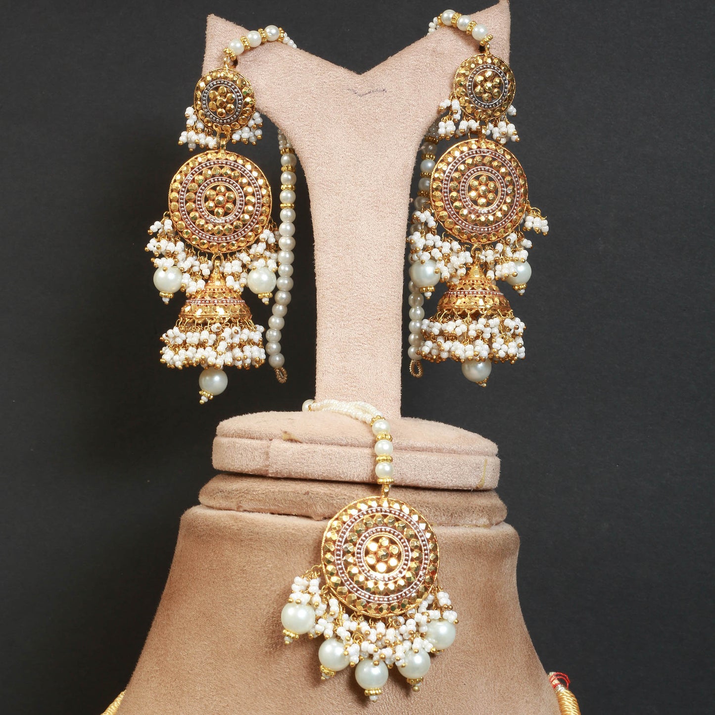 Necklace and Mala, Earrings, Jhumar, Tika