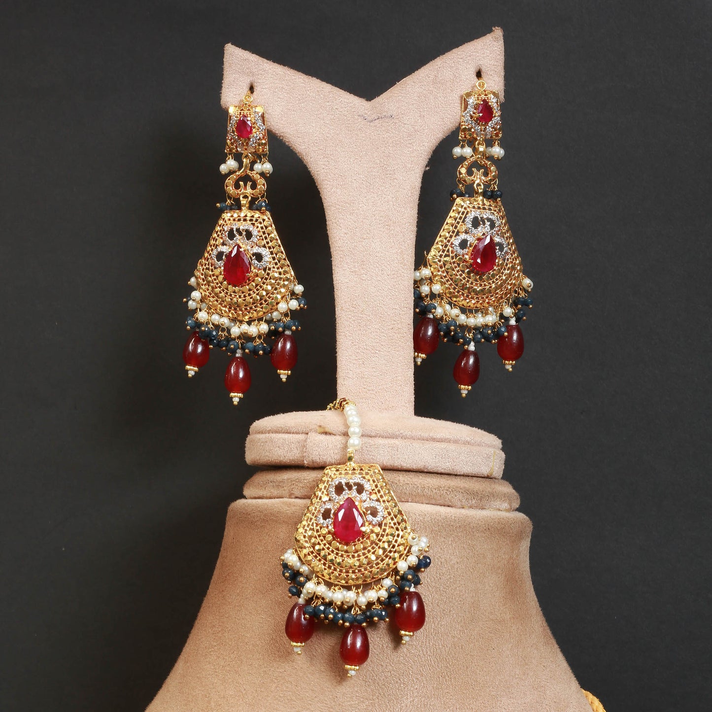 Necklace and Mala, Earrings, Tika