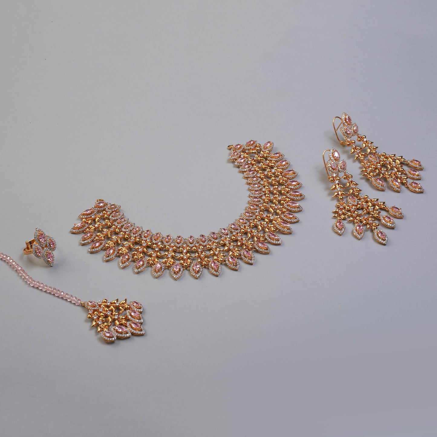 Necklace with Earrings, Ring and Tika