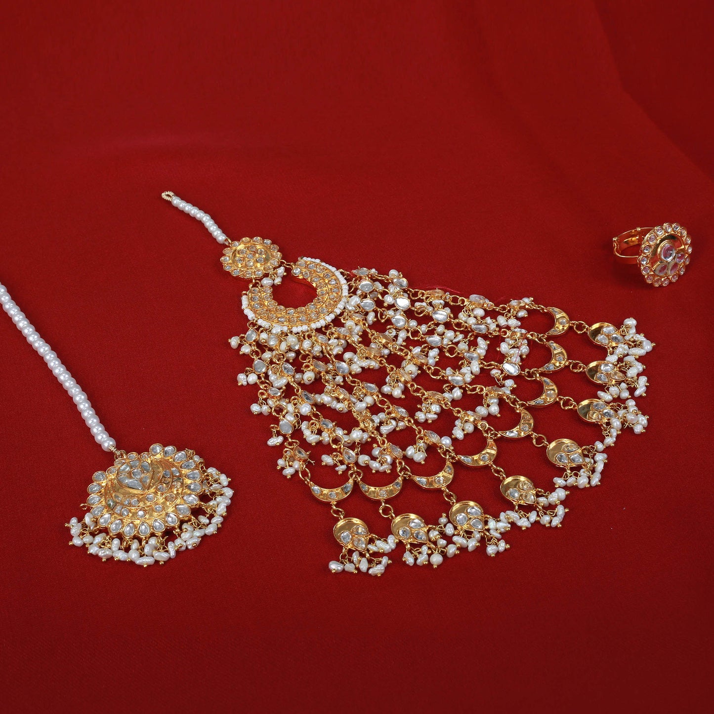 Necklace and Mala, Ring , Earrings, Jhumar, Tika