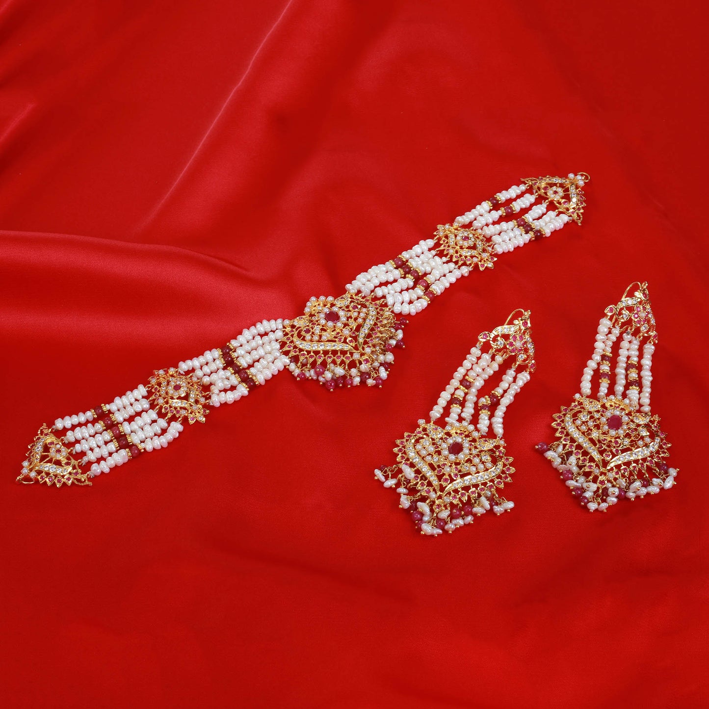 Choker Set with Malla, Earrings,Tika ,Ring and Jhomar
