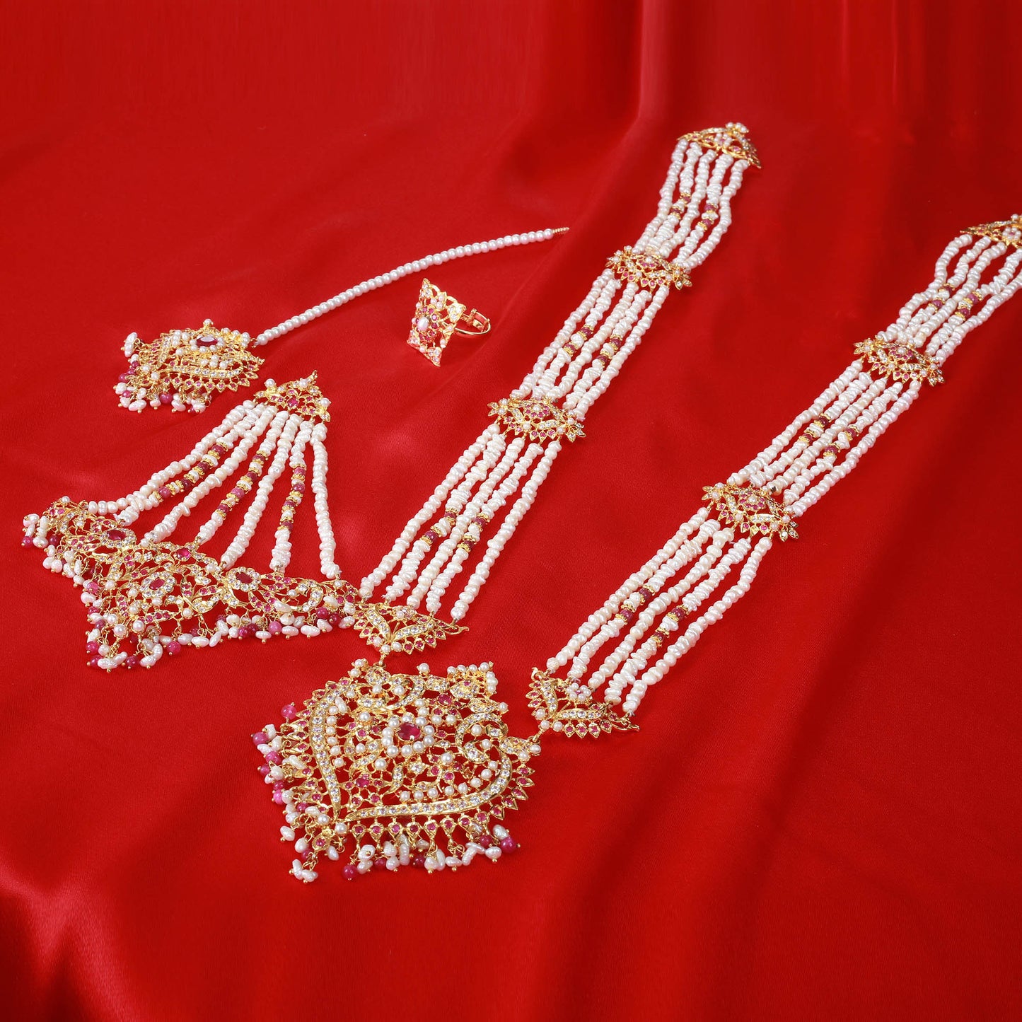Choker Set with Malla, Earrings,Tika ,Ring and Jhomar