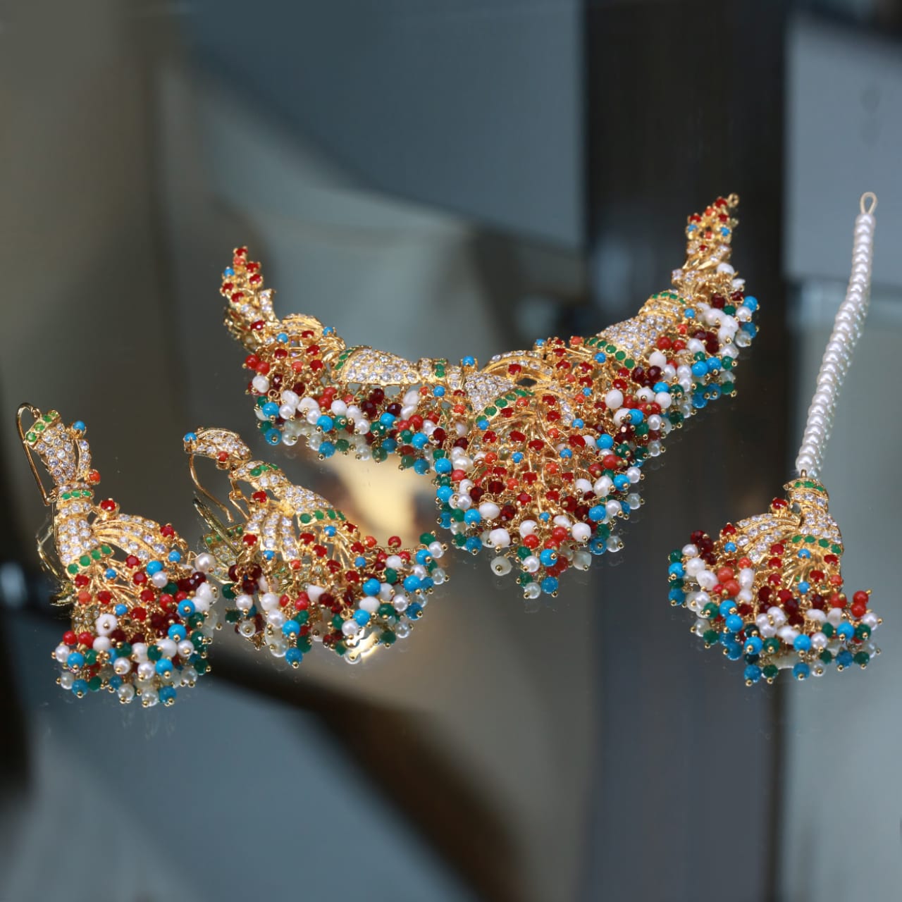 Necklace Ring Bindi and Earrings 23