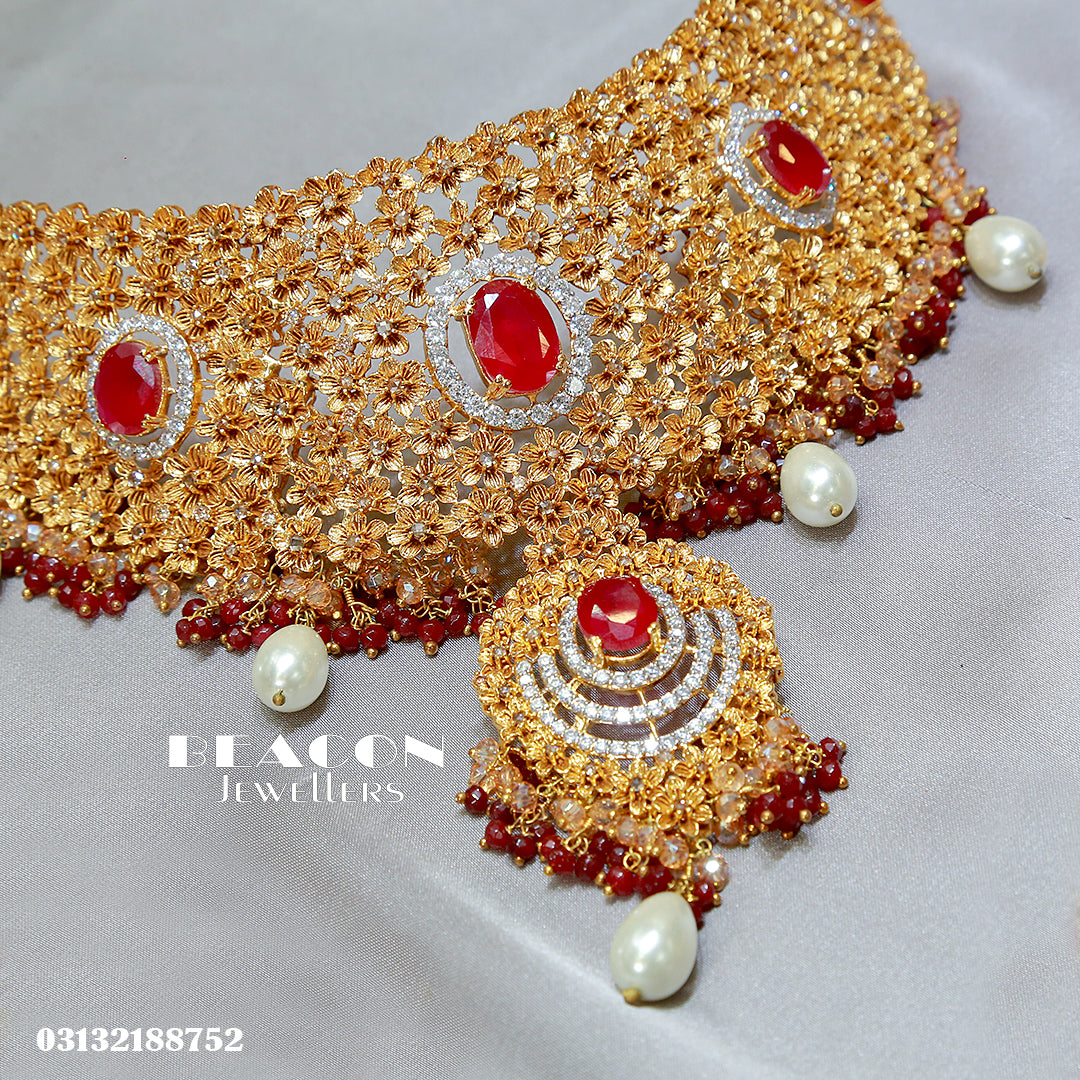 Choker Maala Bindi and Earrings 01