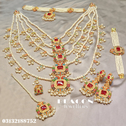 Choker Maala Ring Bindi and Earrings 04