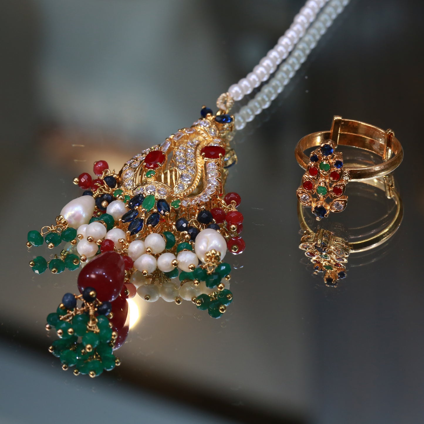 Necklace Ring Bindi and Earrings 22