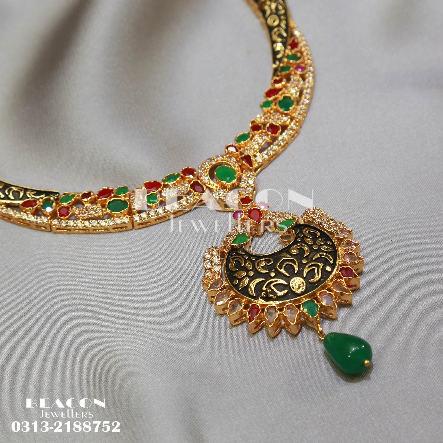 Necklace with Bindi and Earrings 64
