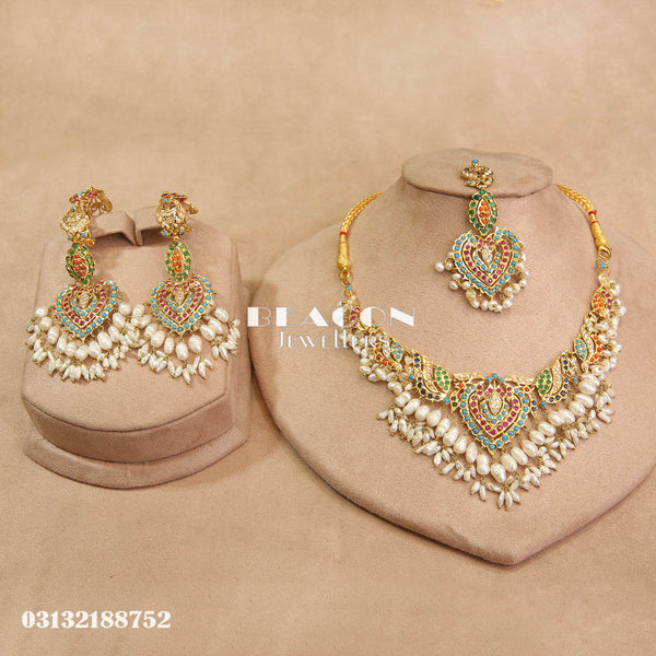 Necklace with Bindi and Earrings 74