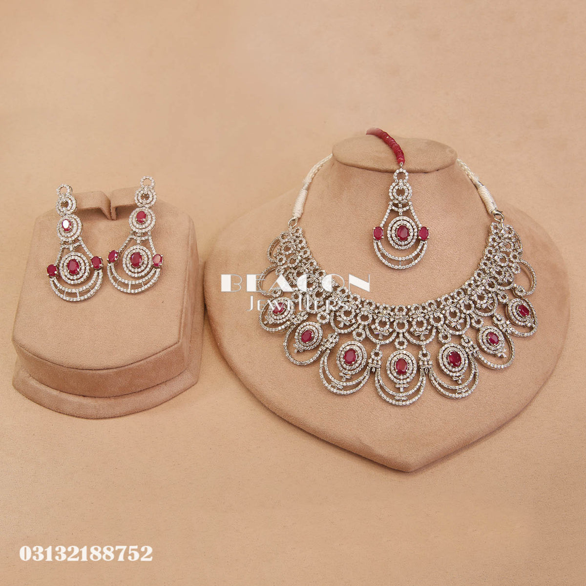 Necklace with Bindi and Earrings 69