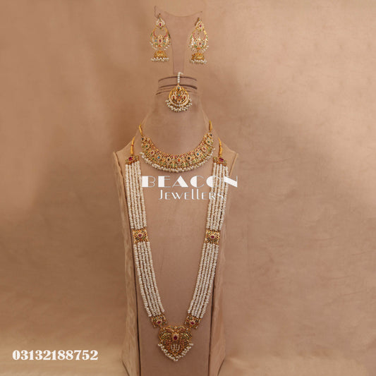 Necklace Set With Mala Tika Earrings