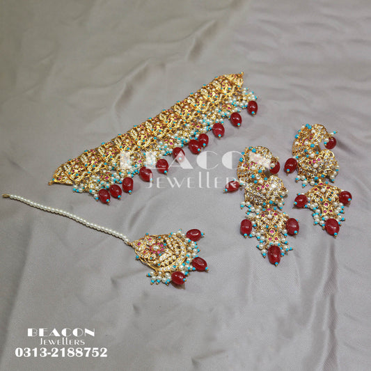 Choker with Bindi and Earrings 08