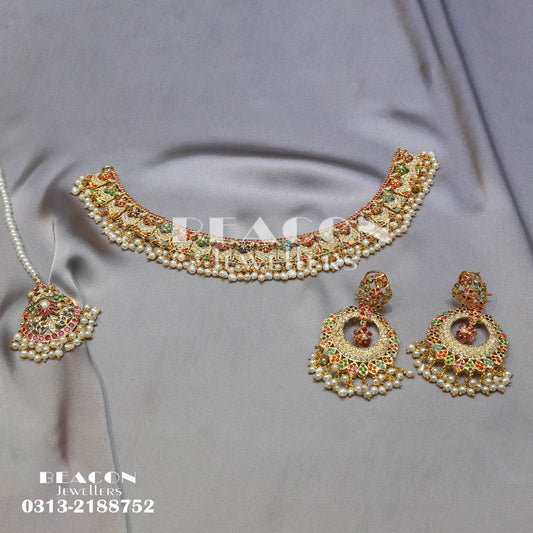 Choker with Bindi and Earrings 12