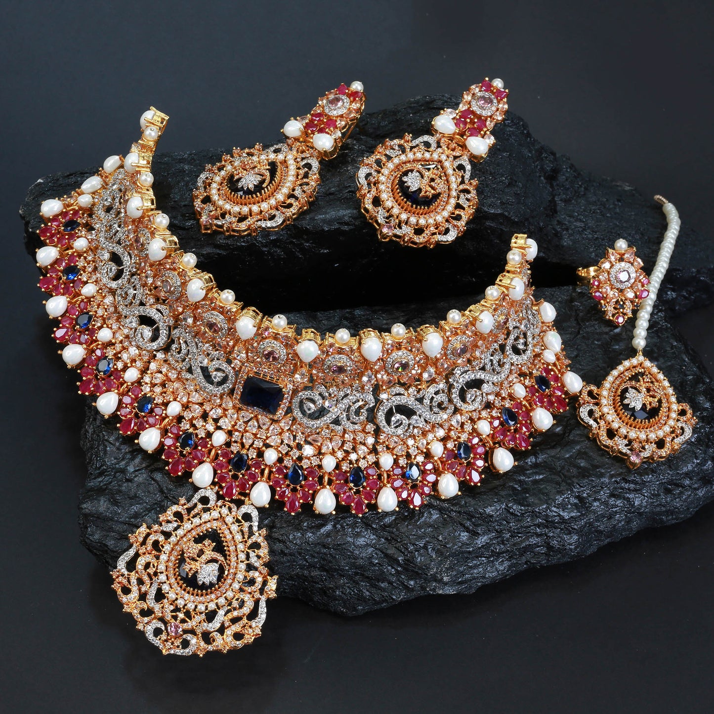 Necklace Set With Earrings and Tika, Ring