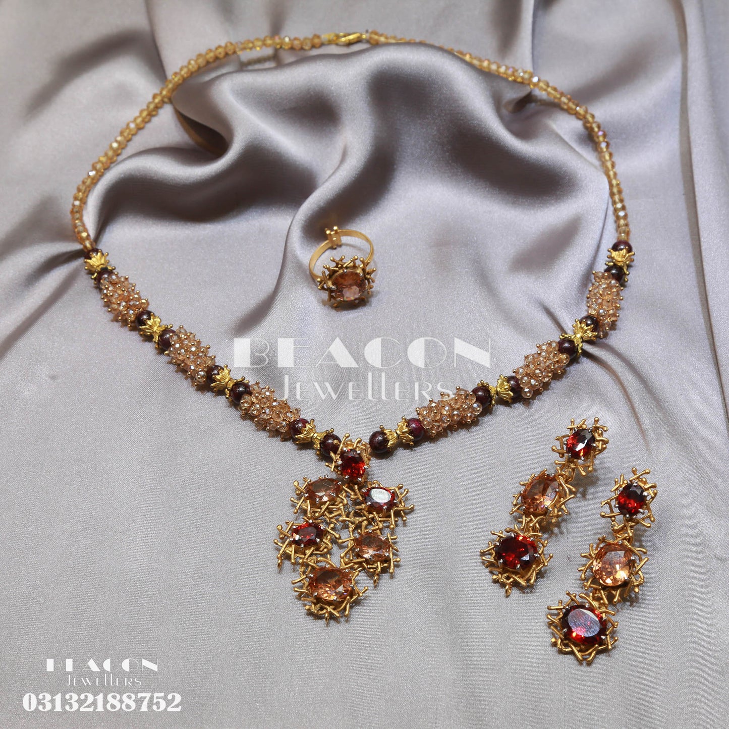 Necklace with Ring and Earrings 02