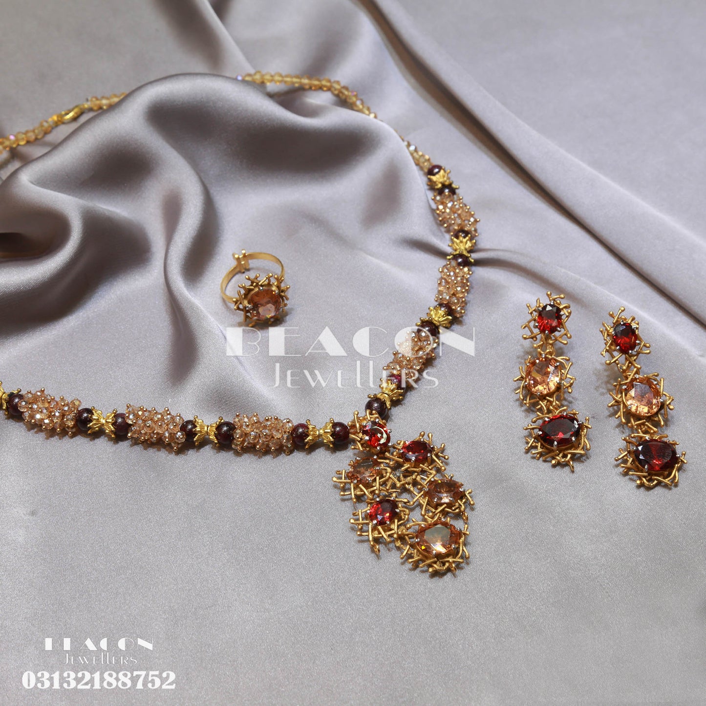 Necklace with Ring and Earrings 02