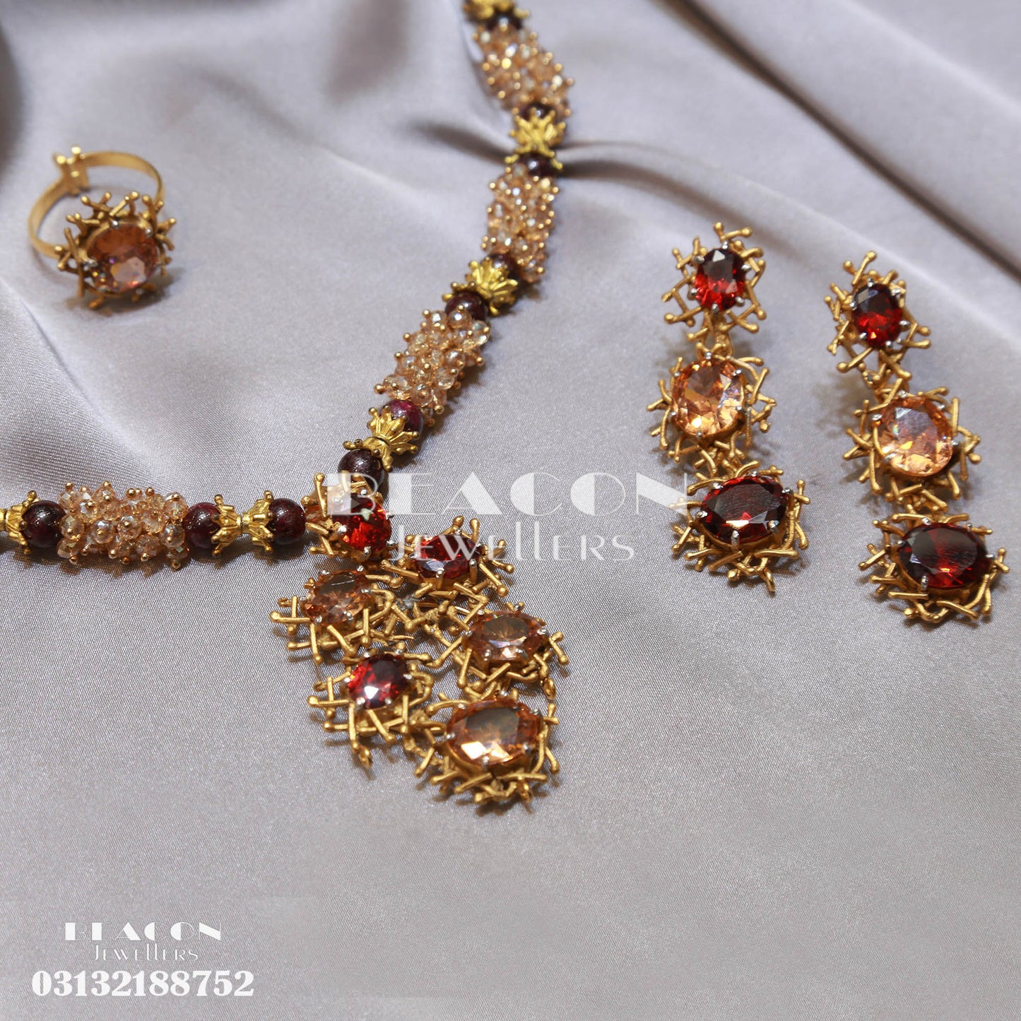 Necklace with Ring and Earrings 02